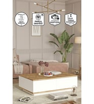 Orta Sehpa 60x90cm 2 Kapaklı Çam-beyaz