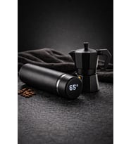 3 Cup Moka Pot Kahve Makinesi + 500 ML Dijital Göstergeli Termos  Kahve Seti (Siyah)