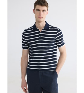 LCWAIKIKI Classic Lacivert Polo Yaka Çizgili Erkek Tişört
