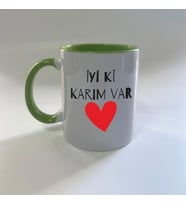 İyi Ki Karım Var Baskılı Yeşil Mega Sevgililer Günü Kupası