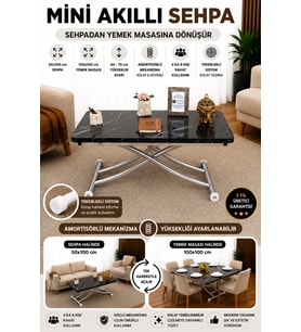 Mini İÇE K Akıllı Sehpa Üst Mdf Oval Köşe Alt Krom Kaplama