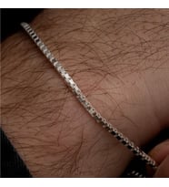 Erkek Gümüş Bileklik - 925 Ayar Küp Zincir Gümüş Bileklik 2mm
