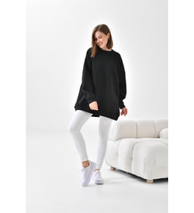 Ftz Women Kadın Oversize 3 İp Şardonlu Sweatshirt Siyah 10001