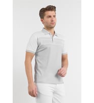 Kısa Kol Baskılı Pike Polo Yaka Cepsiz Slim Fit Tişört 1011250166 (Gri)