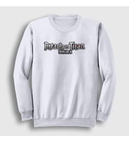 Presmono Unisex Beyaz Logo Anime Attack On Titan Sweatshirt 124199tt (Beyaz)
