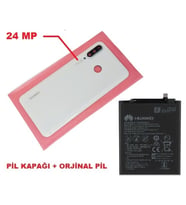 Huawei Uyumlu P30 Lite Arka Pil Batarya Kapağı + PİL ( Kamera Lensli 24 MP) BEYAZ