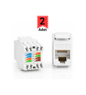 MN117C RJ45 CAT6 Keystone Jack Şase Priz Modülü 180 Derece Ağ Ethernet Bağlantı Konnektörü-2 Adet