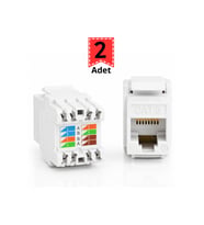 MN117C RJ45 CAT6 Keystone Jack Şase Priz Modülü 180 Derece Ağ Ethernet Bağlantı Konnektörü-2 Adet