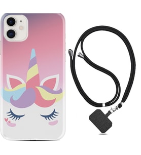 Apple iPhone 11 12 13 Mini Kılıf Boyun Askılı Silikon Sweety Unicorn 1737