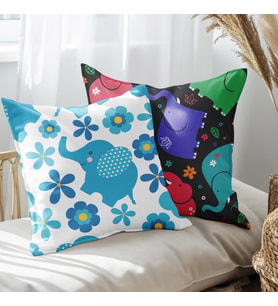 eJOYA Uğurlu Fil Tasarımlı 2'li Yastık İçi Ve Kırlent Kılıfı 45cm 113484