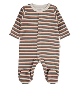 Civil Baby Çizgi Empirme 1-9 Ay Tulum - Bej 1-3 Ay (Gri)