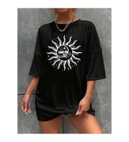 Bisiklet Yaka Baskılı T-shirt - Siyah