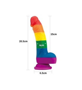 Esnek Ve Bükülebilir Gökkuşağı Renkli Yumuşak Dokulu 21 Cm Belden Bağlamalı Penis