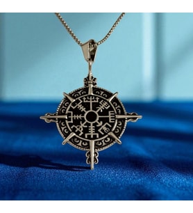 Viking Pusula Çelik Kolye Ucu (Gümüş)