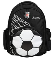 Beşiktaş Üç Bölmeli Erkek Çocuk Futbol Topu Şekilli Siyah Okul Sırt Çantası - 26383