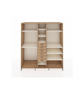 Kronos Dolap 10 Raflı 6 Çekmeceli 3 Askılı 220x59x243 Çam-Aytaşı/Çam