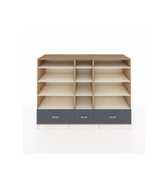 Kronos Dolap 12 Raflı 3 Çekmeceli  220x59x163 Çam-Aytaşı/Antrasit