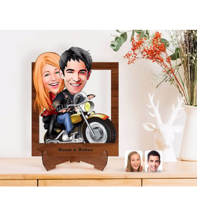 BK Gift Kişiye Özel Sevgililer Karikatürlü Ahşap Standlı 3D Biblo-17 (Beyaz)
