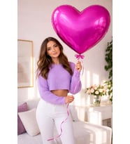 24 İnç Fuşya Kalp Helyum Balon – Büyük Boy Romantik Uçan Balon