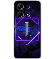 İnfinix Note 30 Pro Kılıf HD Desen Baskılı Kılıf - Dark Neon Yaprak I Harfi