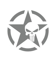 Yıldız Punisher Kurukafa Sticker17x17 Cm Gri