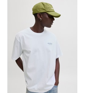 JACK JONES Yazı Desenli Erkek Yuvarlak Yaka Tişört 12287990 (Beyaz)
