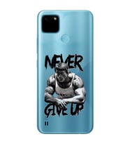 Realme C21Y/C25Y Uyumlu Arnold Fitness Never Give Up Desenli Şeffaf Telefon Kılıfı