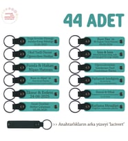 Etkinlik Katılımcılarına Özel, 44'lü Set, Kişisel İsim Yazılı Hatıra Anahtarlık, Koyu Turkuaz & Laci