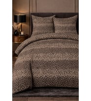 More Home Tek Kişilik Yorgan Kılıfı + Yastık Kılıfı  Leopar  Bej