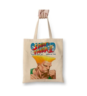 Street Fighter 2 Fei Long Beyaz Bez Çanta Uzun Saplı Alışveriş Çantası Plaj Çantası