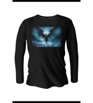 Lusifer Baskılı Uzun Kollu Bisiklet Yaka Erkek Siyah T-Shirt