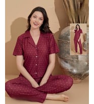 Boyraz Kadın Milan Boydan Düğmeli Kısa Kol İnce Pijama Takımı 11037 - 1 Adet (Bordo)
