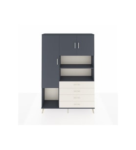 Arges Dolap 7 Raflı 4 Çekmeceli 3 Kapaklı 132x30x195 Antrasit-Antrasit/Aytaşı