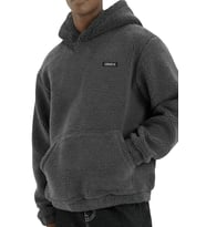 Genıus Store Erkek Kapüşonlu Polar Sherpa Kuzu Kumaş İçi Şardonlu Kapüşonlu Sweatshırt SHERPA-KAP (Füme)