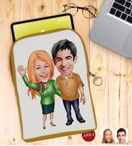 BK Gift Kişiye Özel Sevgililer Karikatürlü Taşınabilir Koruyucu Tablet Kılıfı & Organizer Çanta - Sarı-110