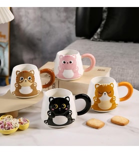 Özel Tasarım 3D Kedi Figürlü Kupa Bardak