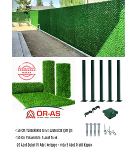 Çim Çit 150 Cm + 5 Direk Avantaj Paketi (10 Metre) (Y.Yeşil)