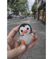 Sevgililer Günü Hediyesi Amigurumi Penguen Anahtarlık  El Yapımı Çanta Süsü & Araba Anahtarlığı  Sevgiliye Özel Şık Hediyelik (Siyah & Beyaz)