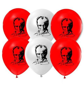 100 ADET YÜKSEK KALİTE KIRMIZI BEYAZ ATATÜRKLÜ BALON 100 ADET KIRMIZI BEYAZ BALON HELYUM GAZI UYUMLU