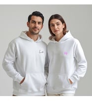 Sevgililer Günü Özel Kombin, 2 Ürün Kapüşonlu Hoodie Sweatshirt (Beyaz)