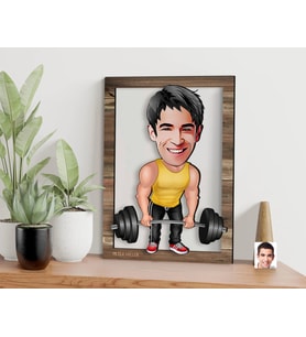 BK Gift Kişiye Özel Erkek Halterci Karikatürlü 3D Ahşap Tablo, Sevgiliye Hediye, Arkadaşa Hediye, Yıl Dönümü Hediyesi, Doğum Günü Hediyesi-1