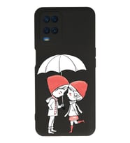 Oppo A16 Uyumlu Lansman Kılıf Aşk Tasarımlı İçi Kadife Kapak-Siyah (Şeffaf)