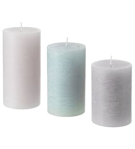 3 Parça Blok Mum Mavi-Lila Tonları 10,12,14 Cm 3 Parça Kokusuz Blok Mum (Karışık)