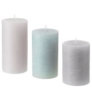 3 Parça Blok Mum Mavi-Lila Tonları 10,12,14 Cm 3 Parça Kokusuz Blok Mum (Karışık)