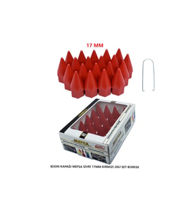 Bijon Kapağı Sivri 17 Mm Kırmızı 20 Li Set