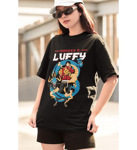 One Piece Luffy Kaido Siyah Tişört