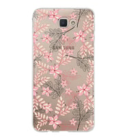 Samsung Galaxy J7 Prime 2 Kapak Floral Kırmızı Tasarımlı Şeffaf Silikon Kılıf