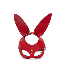 Deri Tavşan Maske Kırmızı