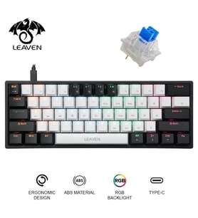 Valkyrie Leaven K620 Blue Switch Mekanik Gaming Oyun Klavyesi RGB 61 Key Mavi Tuş Type-C Klavye Siyah Beyaz k620