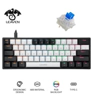 Valkyrie Leaven K620 Blue Switch Mekanik Gaming Oyun Klavyesi RGB 61 Key Mavi Tuş Type-C Klavye Siyah Beyaz k620